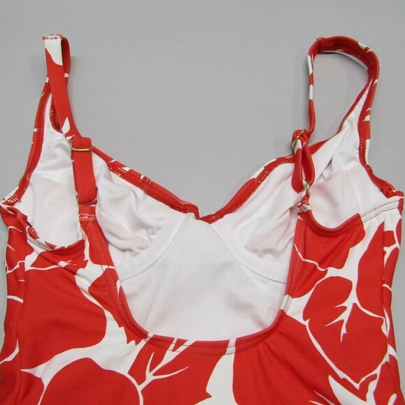 NEW VINCE CAMUTO Women's Swimsuit One Piece Tangerine Floral Print V-Neck Size 6 - Picture 6 of 12